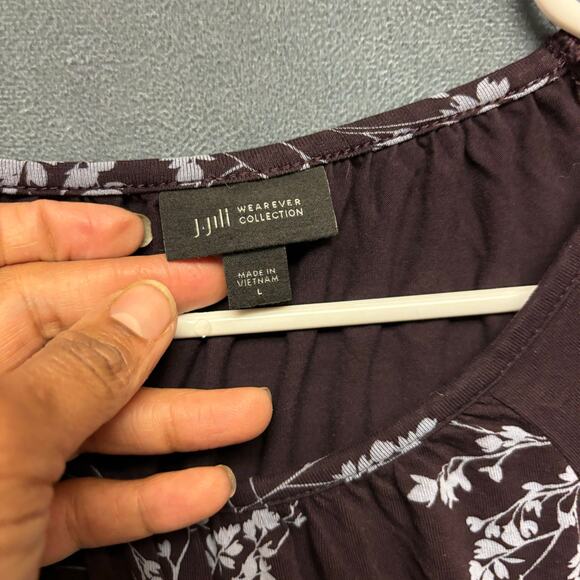 J. Jill Wearever Collection Floral Blouse Womens Large Boho Hippie Cottage Flowy - Picture 3 of 6